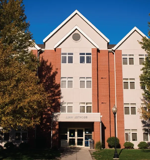 Exterior view of Bechtel Hall at St. Ambrose University.